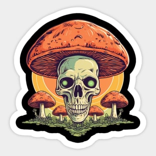 Whimsical Wonders Psychedelic Mushroom Skull Sticker